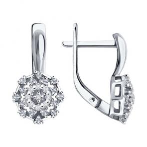 Серьги из белого золота Diamant с бриллиантом 52-220-02083-1 фото
