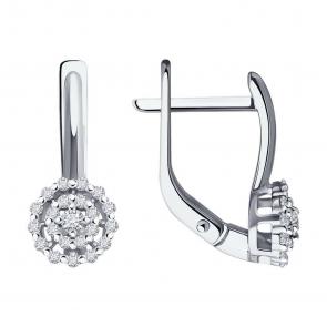Серьги из белого золота Diamant с бриллиантом 52-220-02092-1 фото