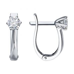 Серьги из белого золота Diamant с рубином и бриллиантом выращенным 52-220-02166-1 фото