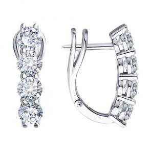 Серьги из белого золота Diamant с рубином и бриллиантом выращенным 52-220-02374-1 фото