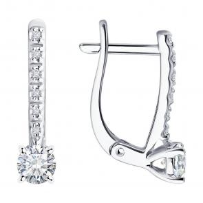 Серьги из белого золота Diamant с бриллиантом 52-220-02416-1 фото