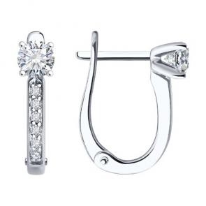 Серьги из белого золота Diamant с бриллиантом 52-220-02459-1 фото