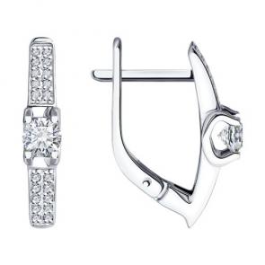 Серьги из белого золота Diamant с бриллиантом 52-220-02471-1 фото