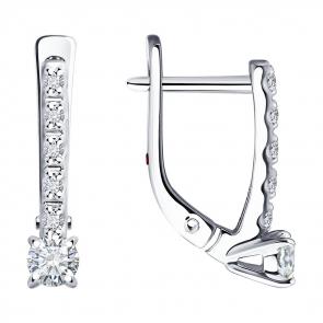 Серьги из белого золота Diamant с рубином и бриллиантом выращенным 52-220-02494-1 фото