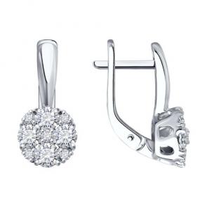 Серьги из белого золота Diamant с рубином и бриллиантом выращенным 52-220-02508-1 фото