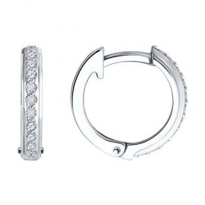 Серьги из белого золота Diamant с рубином и бриллиантом выращенным 52-220-02525-1 фото