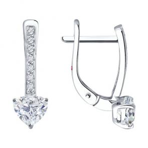 Серьги из белого золота Diamant с рубином и бриллиантом выращенным 52-220-02539-1 фото