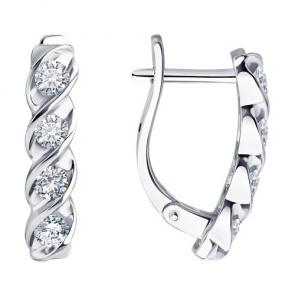 Серьги из белого золота Diamant с рубином и бриллиантом выращенным 52-220-02568-1 фото