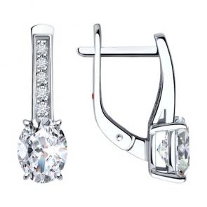 Серьги из белого золота Diamant с рубином и бриллиантом выращенным 52-220-02572-1 фото
