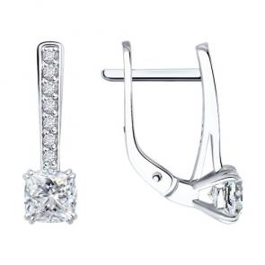 Серьги из белого золота Diamant с рубином и бриллиантом выращенным 52-220-02584-1 фото