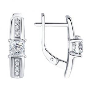 Серьги из белого золота Diamant с рубином и бриллиантом выращенным 52-220-02590-1 фото