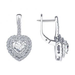 Серьги из белого золота Diamant с рубином и бриллиантом выращенным 52-220-02617-1 фото
