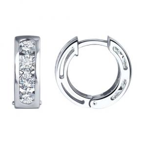 Серьги из белого золота Diamant с рубином и бриллиантом выращенным 52-220-02702-1 фото