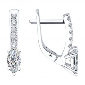 Серьги из белого золота Diamant с рубином и бриллиантом выращенным 52-220-02724-1 фото