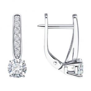 Серьги из белого золота Diamant с рубином и бриллиантом выращенным 52-220-02740-1 фото