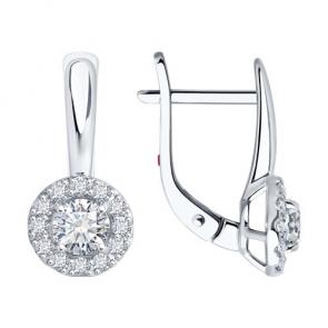 Серьги из белого золота Diamant с рубином и бриллиантом выращенным 52-220-02753-1 фото