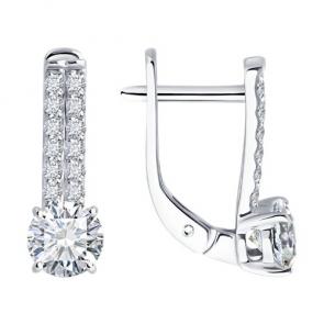 Серьги из белого золота Diamant с рубином и бриллиантом выращенным 52-220-02755-1 фото