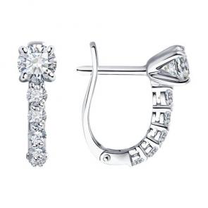 Серьги из белого золота Diamant с рубином и бриллиантом выращенным 52-220-02766-1 фото