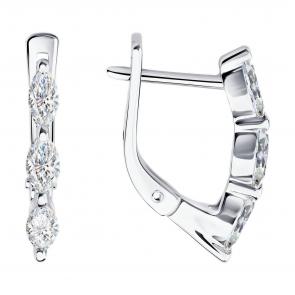 Серьги из белого золота Diamant с рубином и бриллиантом выращенным 52-220-02779-1 фото