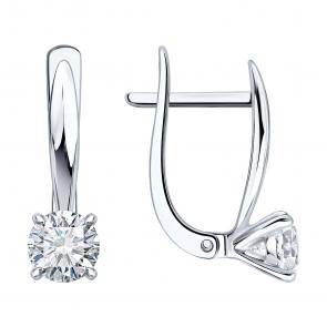 Серьги из белого золота Diamant с бриллиантом выращенным 52-220-03031-1 фото