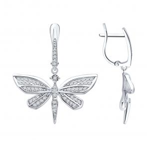 Серьги из белого золота Diamant с бриллиантом 52-221-00458-1 фото