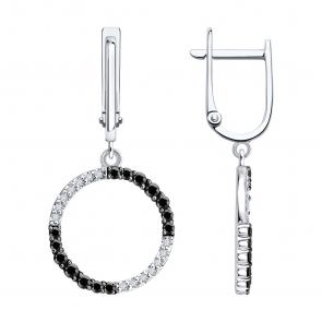 Золотые серьги SOKOLOV с бриллиантом и чёрным бриллиантом 52-221-01047-1 фото