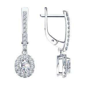 Серьги из белого золота Diamant с рубином и бриллиантом выращенным 52-221-02588-1 фото