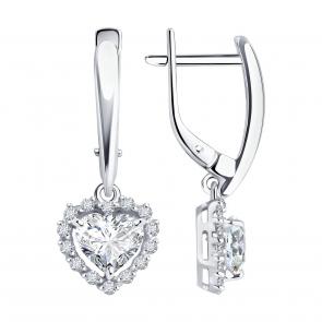 Серьги из белого золота Diamant с рубином и бриллиантом выращенным 52-221-02631-1 фото