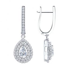 Серьги из белого золота Diamant с рубином и бриллиантом выращенным 52-221-02712-1 фото