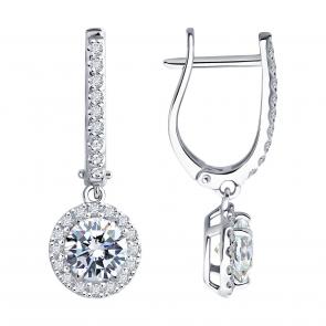 Серьги из белого золота Diamant с рубином и бриллиантом выращенным 52-221-02767-1 фото