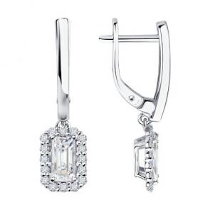 Серьги из белого золота Diamant с рубином и бриллиантом выращенным 52-221-02769-1 фото