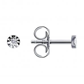 Серьги из белого золота Diamant с бриллиантом 52-222-01076-1 фото