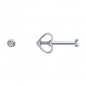 Серьги из белого золота Diamant с бриллиантом 52-222-01248-2 фото