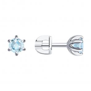 Серьги из белого золота Diamant с аквамарином 52-222-01656-5 фото