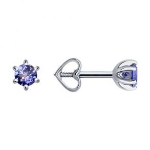 Серьги из белого золота Diamant с танзанитом 52-222-01656-7 фото