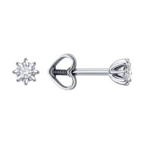 Серьги из белого золота Diamant с бриллиантом 52-222-01702-2 фото