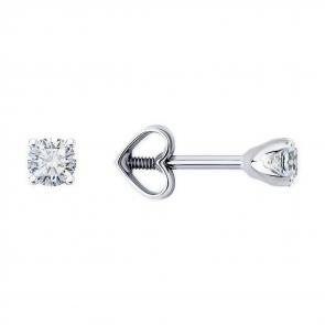 Серьги из белого золота Diamant с бриллиантом 52-222-01748-2 фото