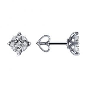 Серьги из белого золота Diamant с бриллиантом 52-222-01792-1 фото