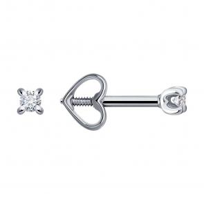 Серьги из белого золота Diamant с бриллиантом 52-222-01803-1 фото