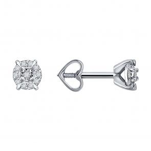 Серьги из белого золота Diamant с бриллиантом 52-222-01923-1 фото