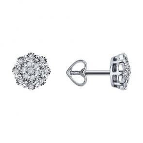 Серьги из белого золота Diamant с бриллиантом 52-222-02059-1 фото