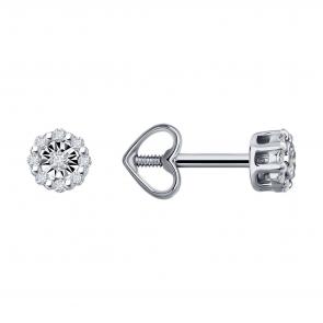 Серьги из белого золота Diamant с бриллиантом 52-222-02061-1 фото