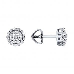 Серьги из белого золота Diamant с бриллиантом 52-222-02092-1 фото