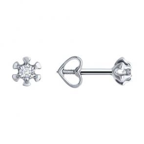Серьги из белого золота Diamant с бриллиантом 52-222-02111-1 фото