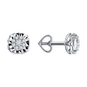 Серьги из белого золота Diamant с бриллиантом 52-222-02153-1 фото