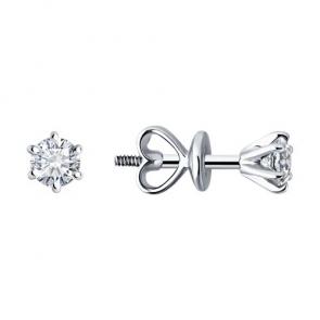Серьги из белого золота Diamant с рубином и бриллиантом выращенным 52-222-02166-1 фото