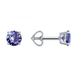 Серьги из белого золота Diamant с танзанитом 52-222-02297-2 фото