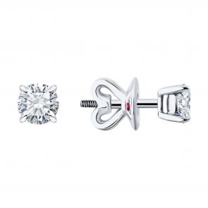 Серьги из белого золота Diamant с рубином и бриллиантом выращенным 52-222-02319-1 фото