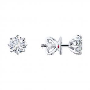 Серьги из белого золота Diamant с бриллиантом и рубином 52-222-02347-1 фото