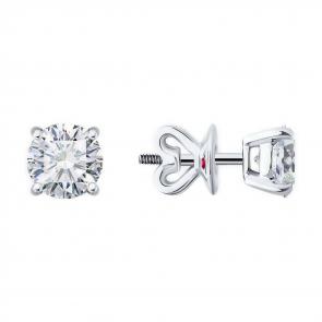 Серьги из белого золота Diamant с рубином и бриллиантом выращенным 52-222-02369-1 фото